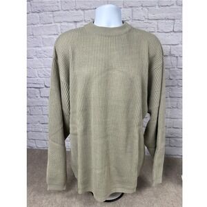 VTG Jordan Craig Khaki Ribbed Knit Crew Neck Long Sleeve Sweater Size L Acrylic